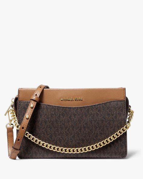 Buy Michael Kors Panelled Sling Bag with Metal Chain Strap | Grey Color  Women | AJIO LUXE