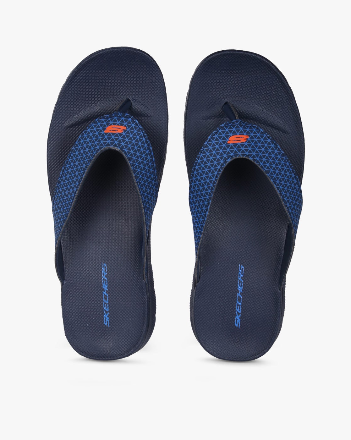 skechers flip flops navy blue