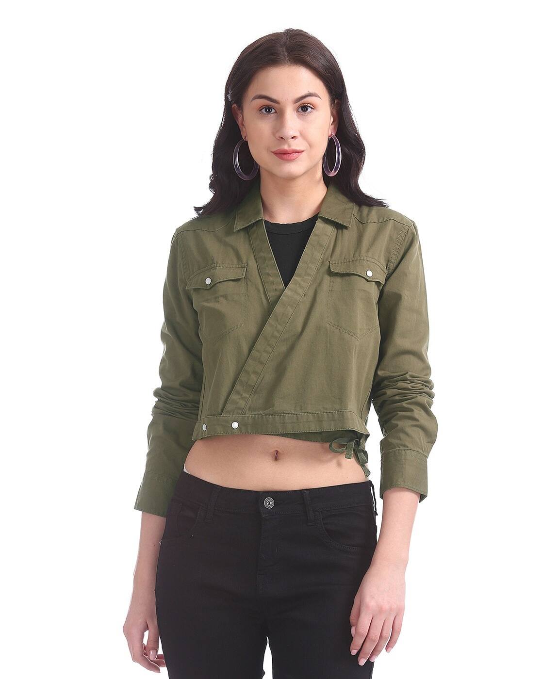 olive cropped jacket