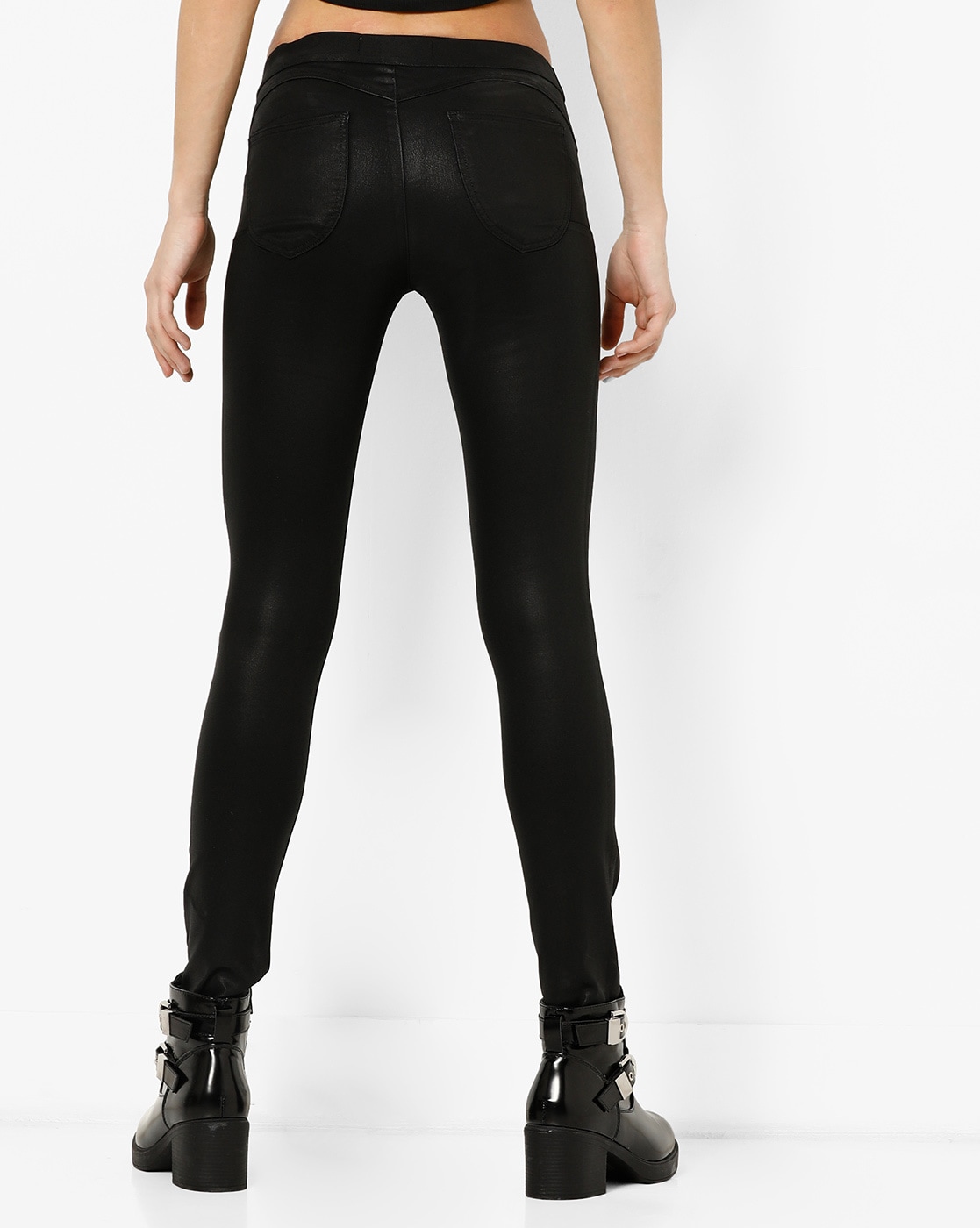 Buy Black Glossy Faux Leather Stretchable Pant  Jeans  Pants   LondonragIn  London Rag India