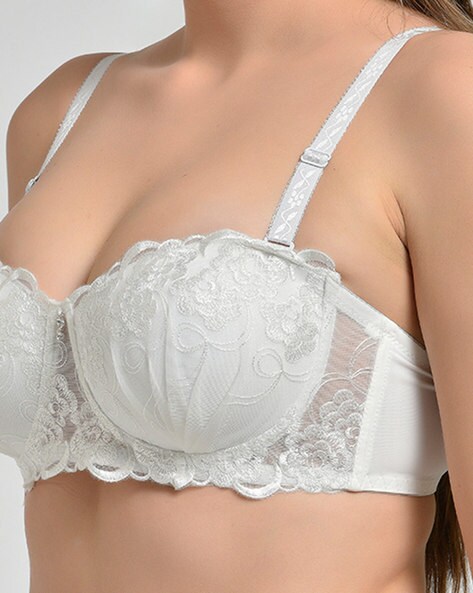 Buy Makclan Flirt With Floral Lace Underwired Full Coverage Bra - White  Online