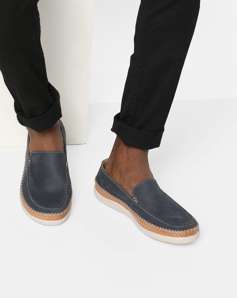clarks navy blue clogs