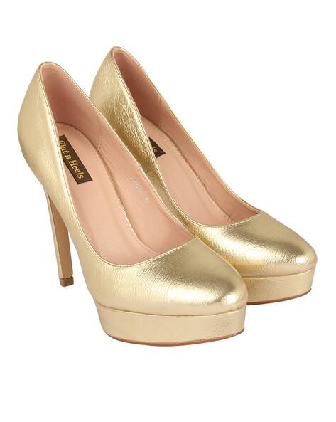 gold pumps flat
