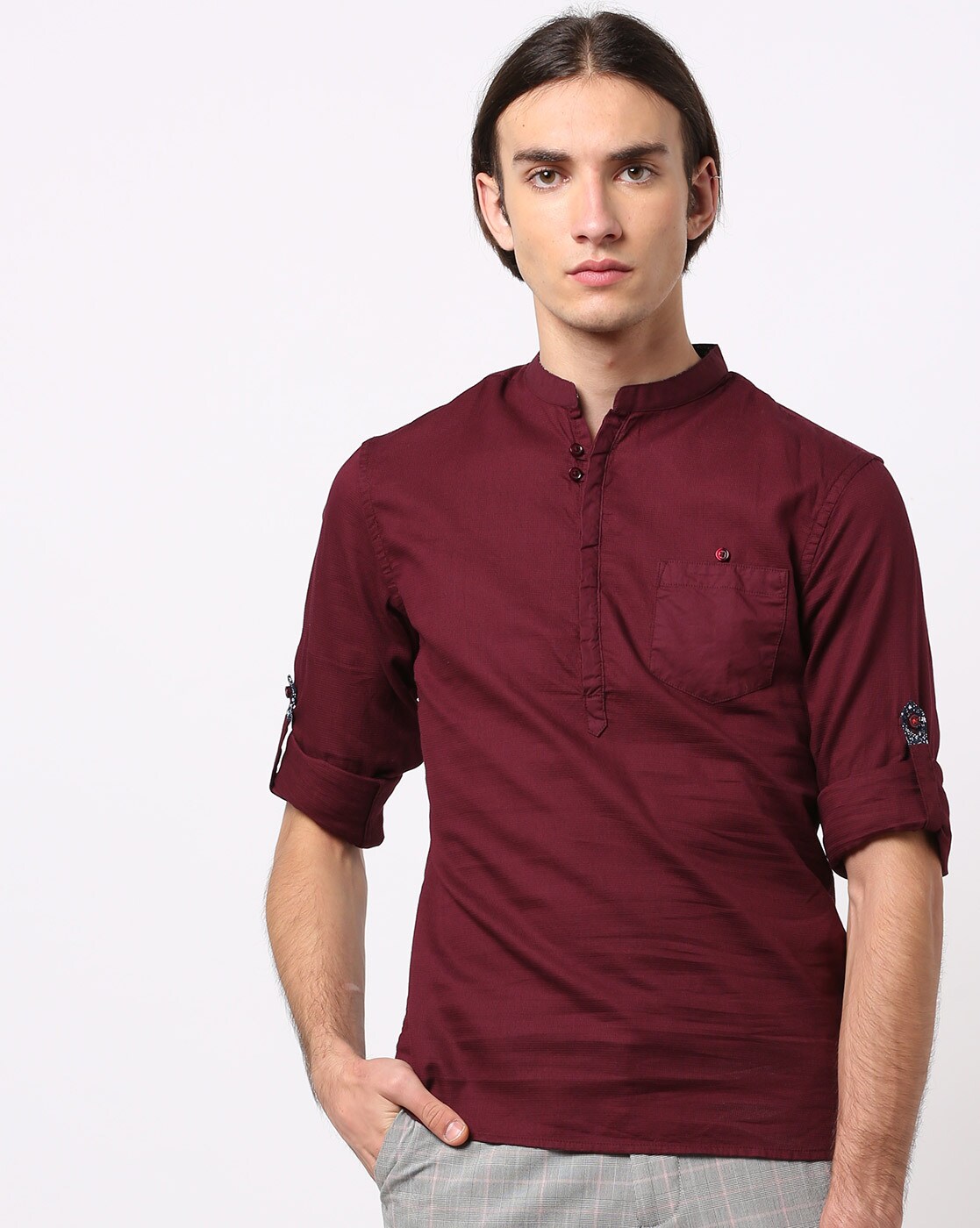 burgundy formal shirt