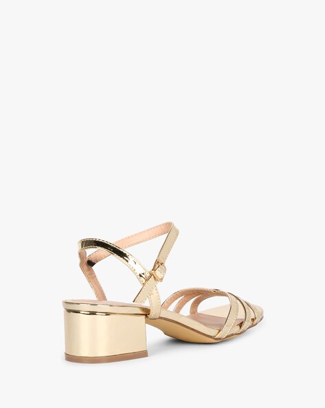 Yaro Block Heel Sandal- Light Gold Leather - Monkee's of Ridgeland