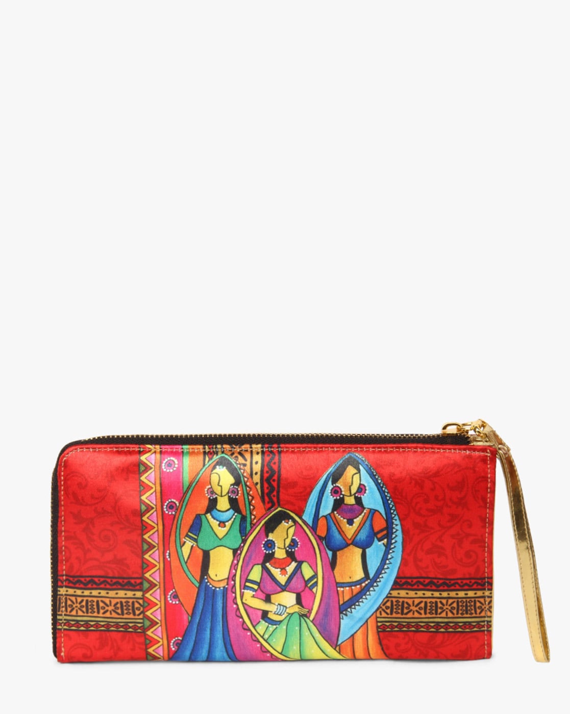 Red base with multi color print Fusion Handbag by All things sundar for  rent online | FLYROBE