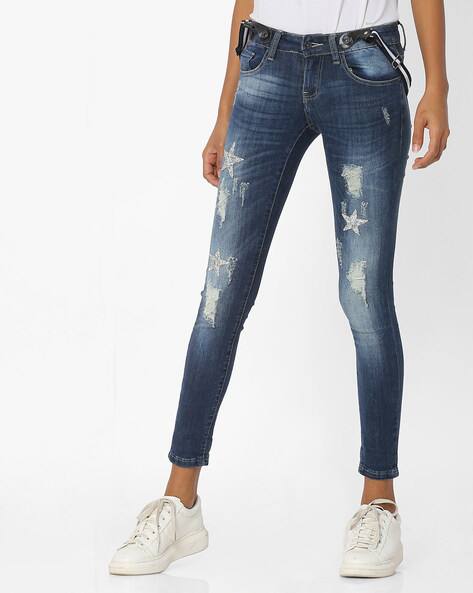 jeans with attached suspenders