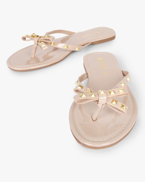 Buy TOP Moda Womens Studded Jelly Flip Flops Sandals with Bow, Nude, 7 at  Amazon.in