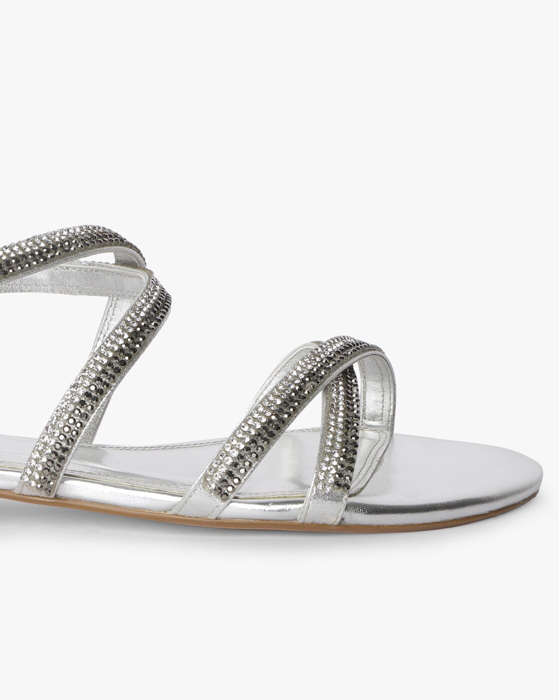 Shimmer Cross Strap Sandals - Silver – Dapperfeet