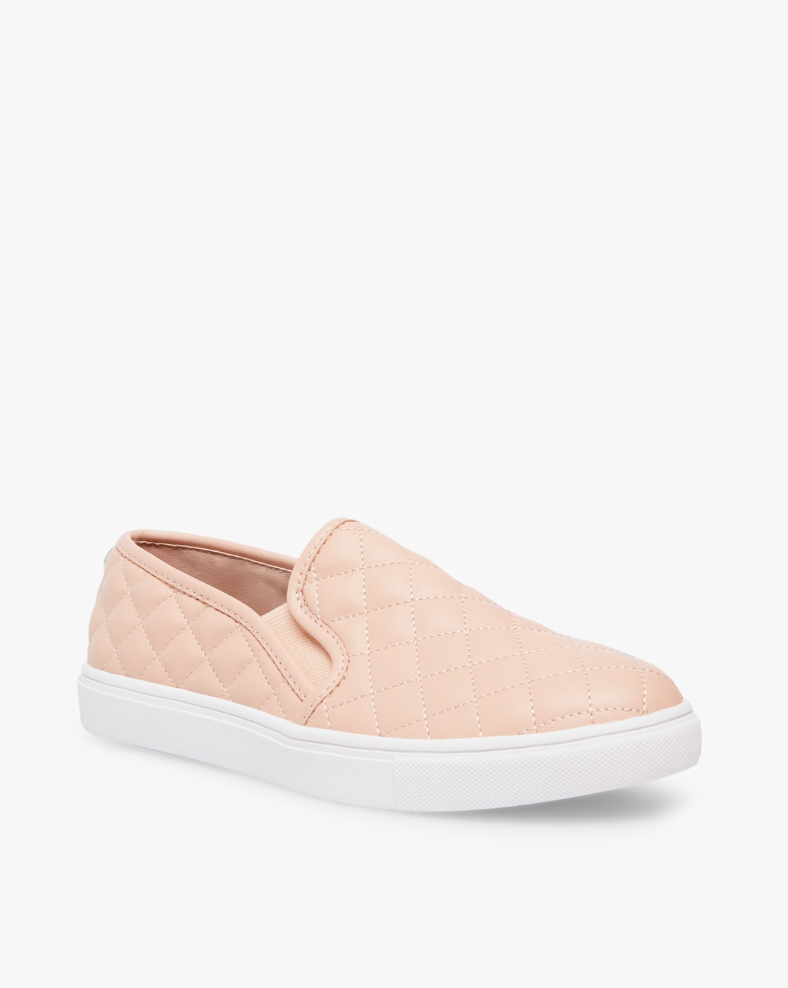 pink quilted slip on shoes