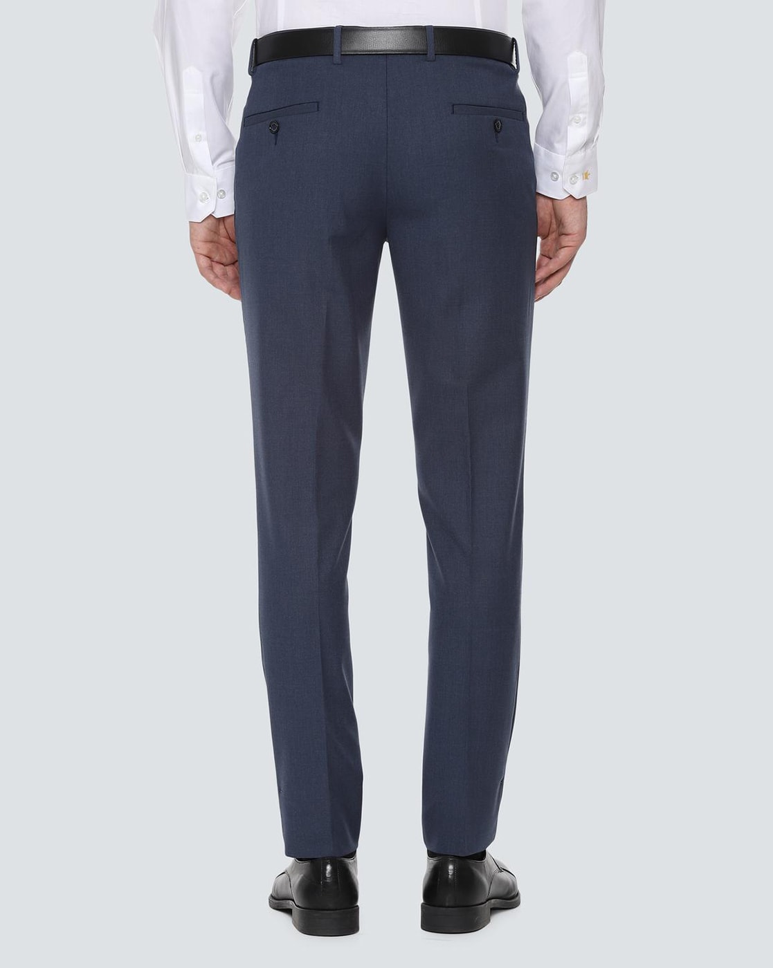 Buy LOUIS PHILIPPE Black Men's Slim Fit Structured Trousers | Shoppers Stop