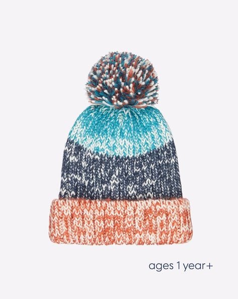 Mothercare Colourblock Beanie with Pom-Pom