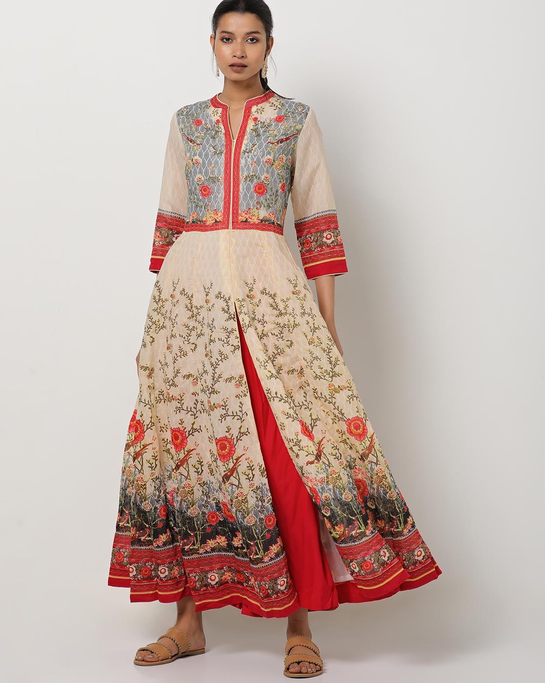 biba red anarkali suit