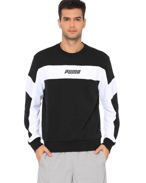 puma stripe crew neck sweater