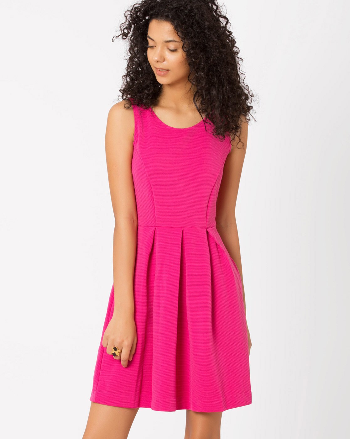 fuschia fit and flare dress