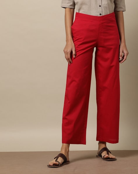 Buy Red Pants for Women by Indie Picks Online