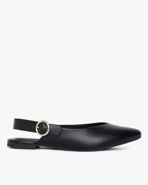 black flat sling back shoes