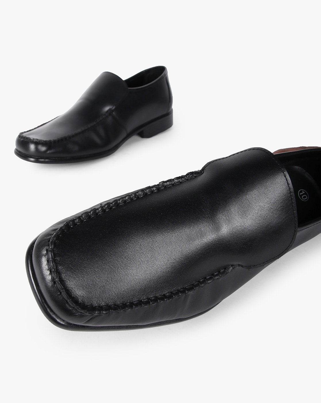 black leather slip ons