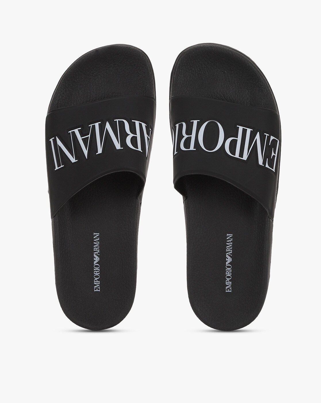 Buy EMPORIO ARMANI Sliders with Branding Black Color Men