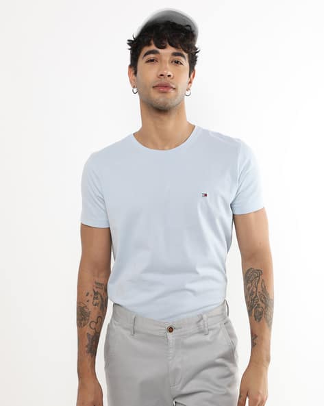 Tommy Hilfiger Mens Organic Cotton Crew Neck T-Shirt Blue