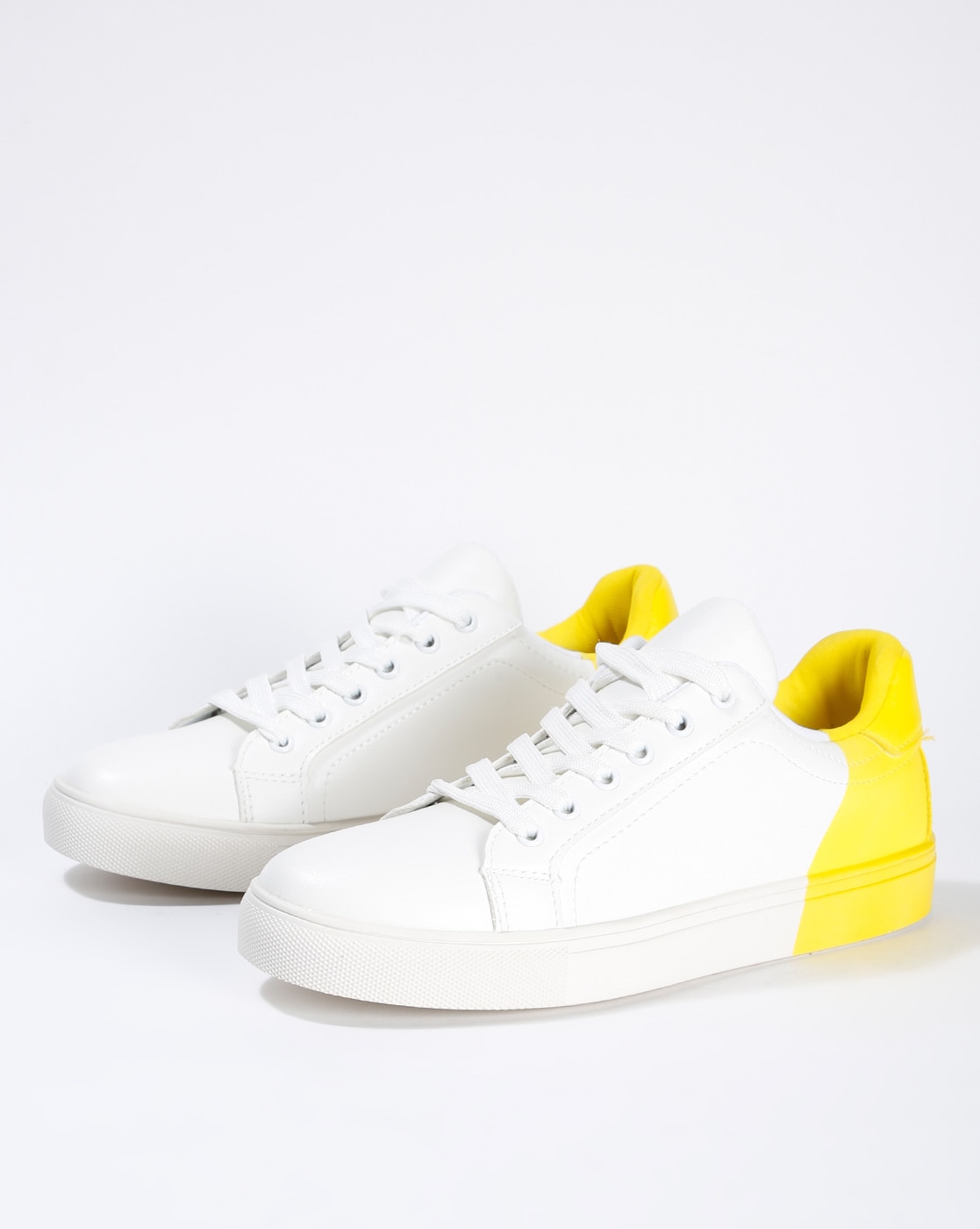yellow on white shoes