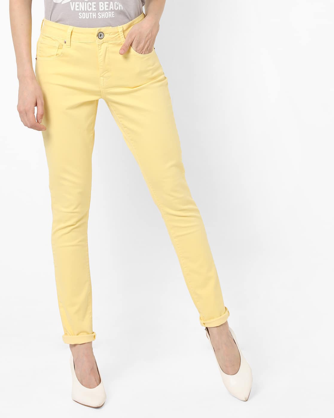 yellow jeans women