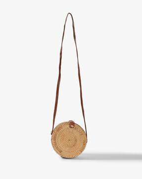 Vietnamese Handcrafted Rattan Round Sling Bag