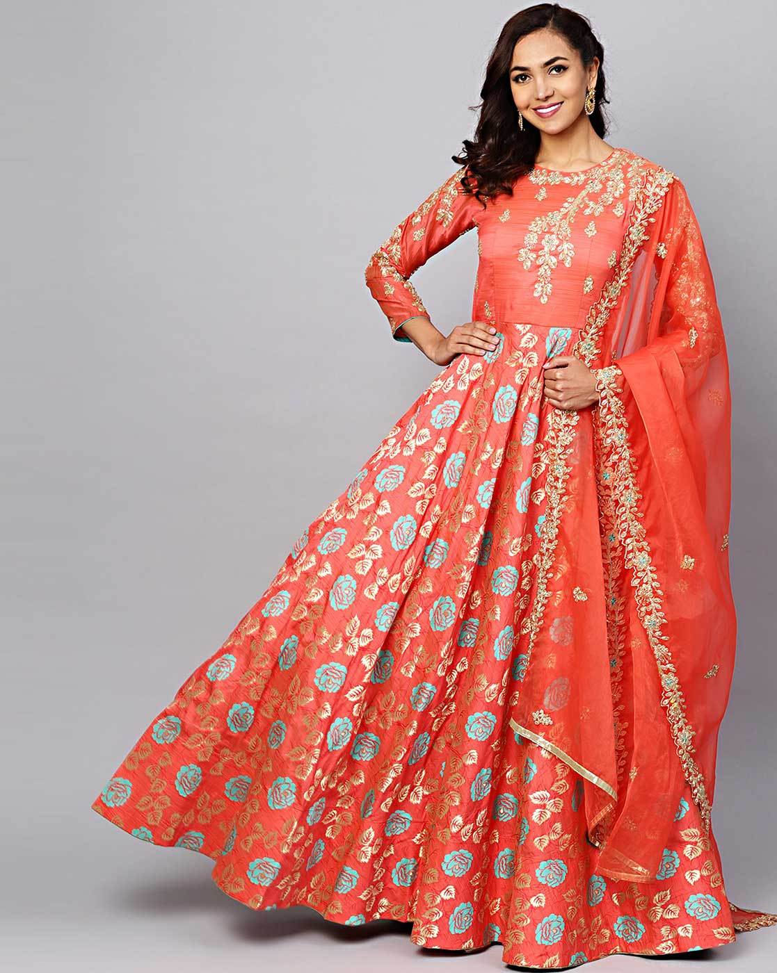 myntra gown with dupatta