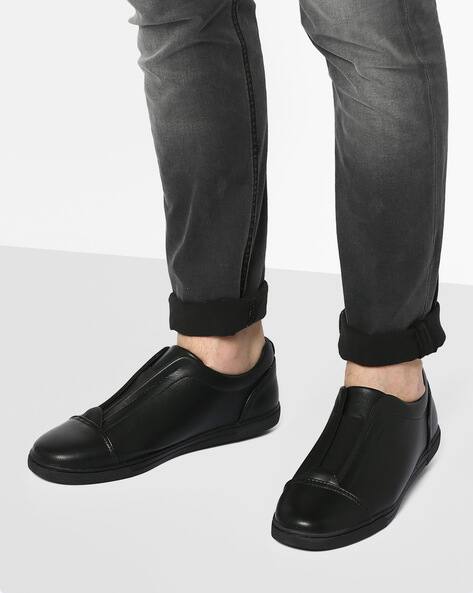 Casual Shoes Black Gusset Plimsolls Canvas Shoes Mens Black Slip