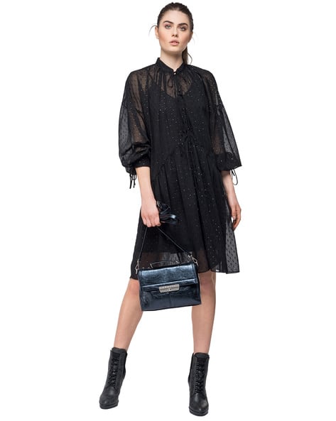 textured shift dress