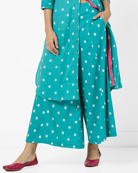 Polka-Dot Print Palazzos with Insert Pockets Price in India