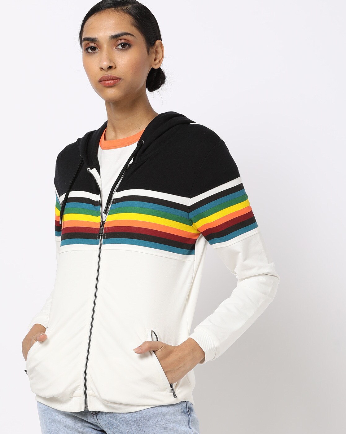 rainbow striped hoodie