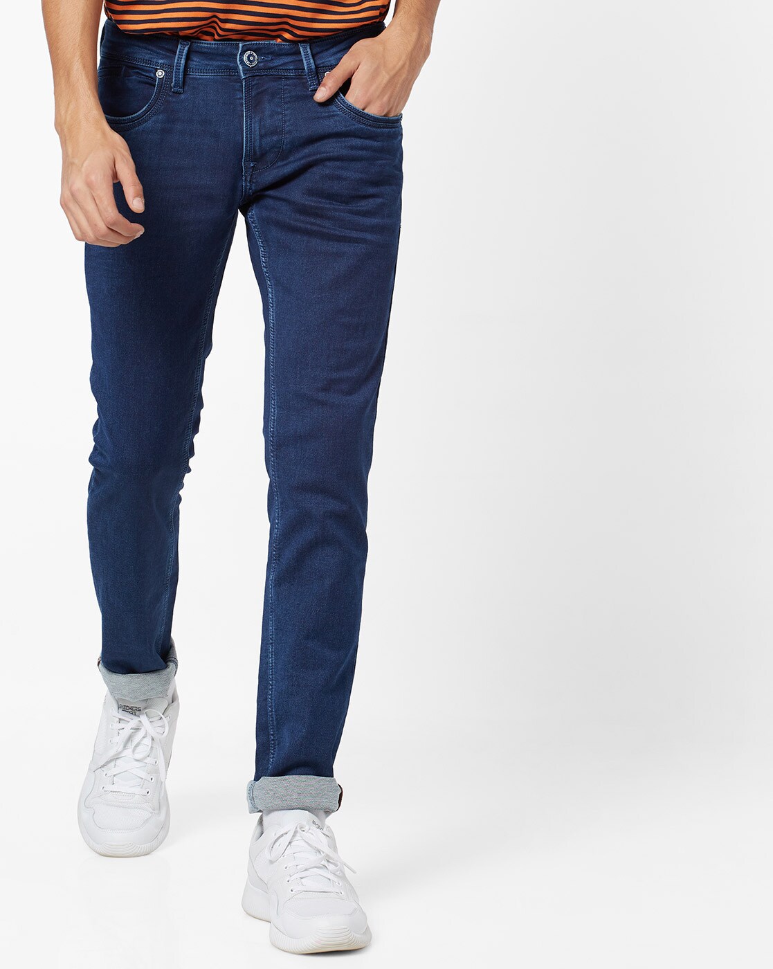 mid rise tapered jeans
