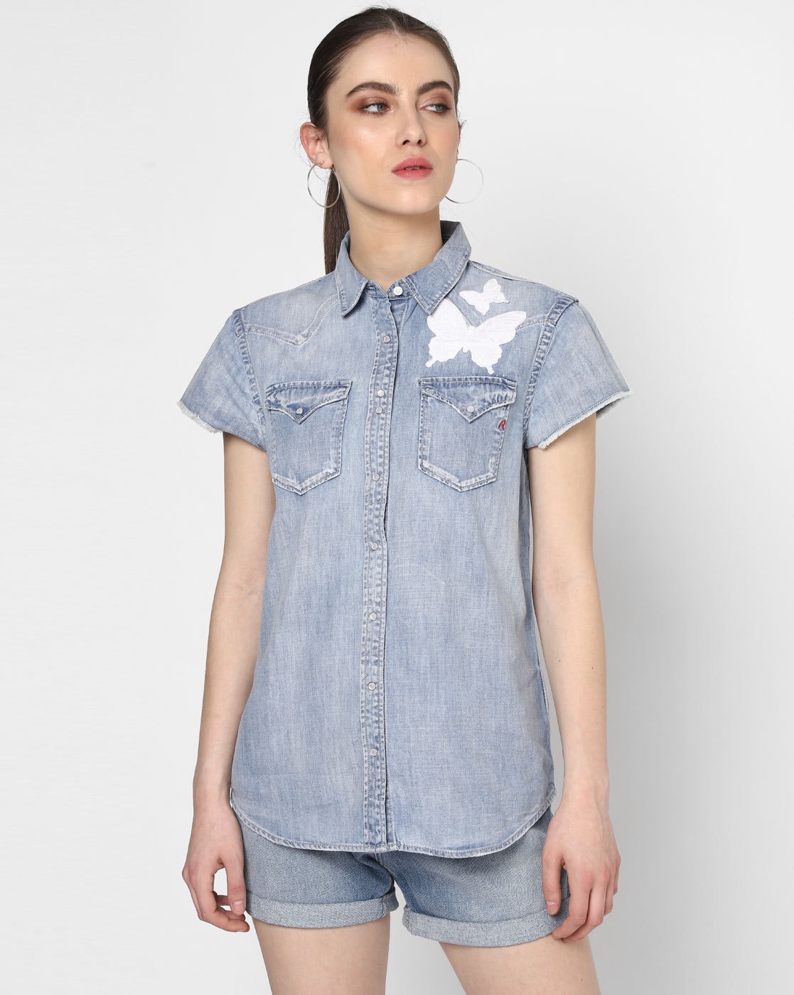 replay denim shirt womens