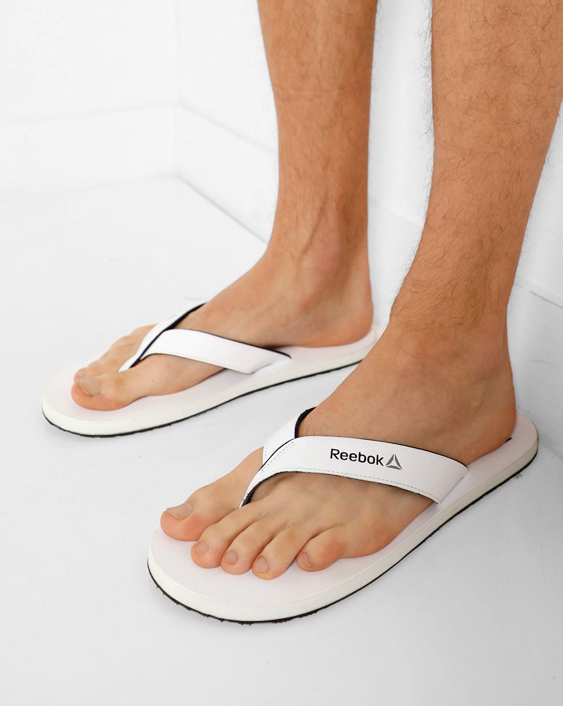 reebok white slippers
