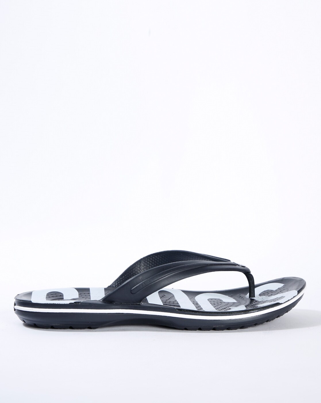 black croc flip flops