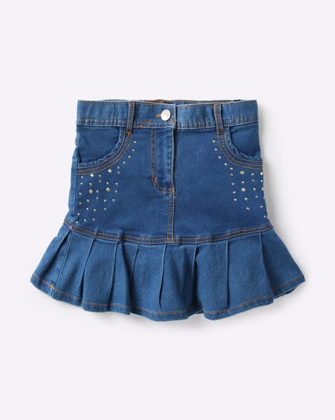 Studded Denim Peplum Skirt