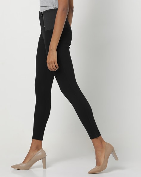 High-Rise Treggings with Zip Closure