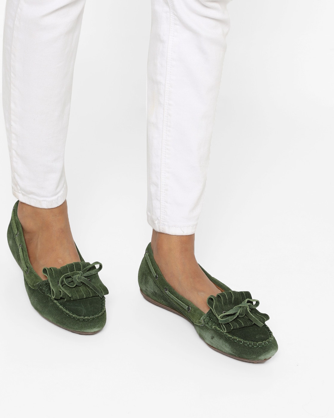 olive green flat shoes