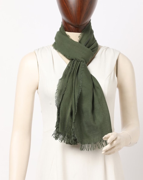 Self-Striped Stole with Frayed Hem Price in India