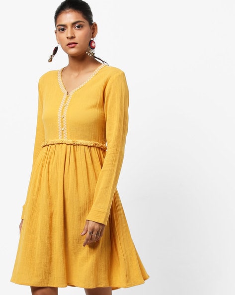 Buy ajio yellow dress - In stock