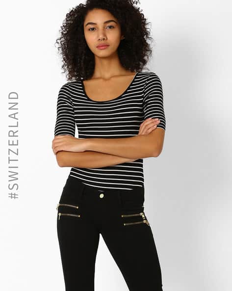 Knitted Leotard Striped T-Shirt