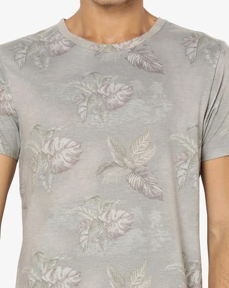Tropical Print Slim Fit Crew-Neck T-shirt (Image - 3)