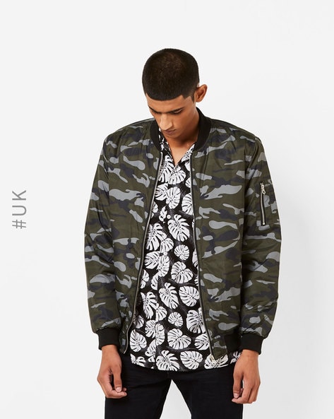 Stand collar camouflage outlet jacket