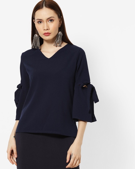 Buy Navy Blue Tops for Women by FABALLEY Online