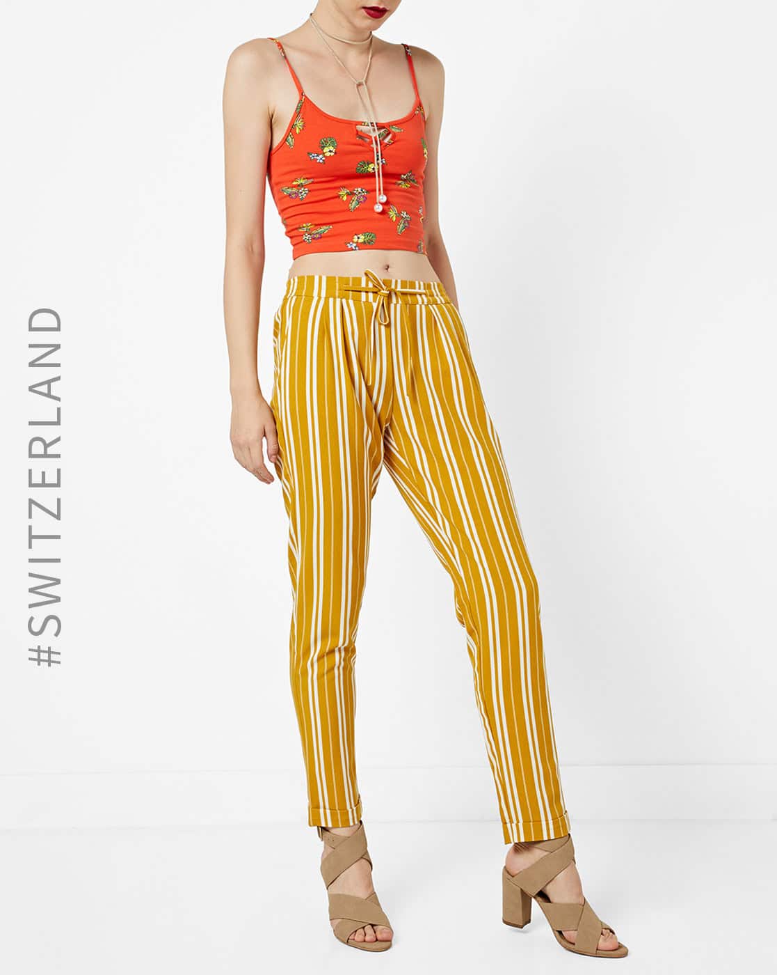 white and yellow striped pants
