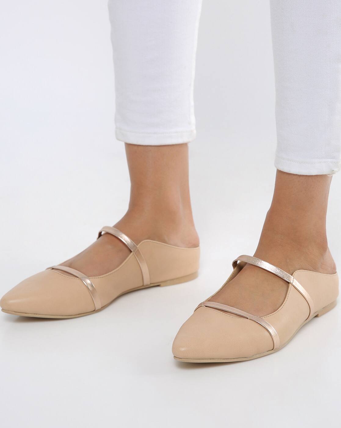 cream mules flat