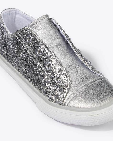 Girls glitter hot sale slip ons