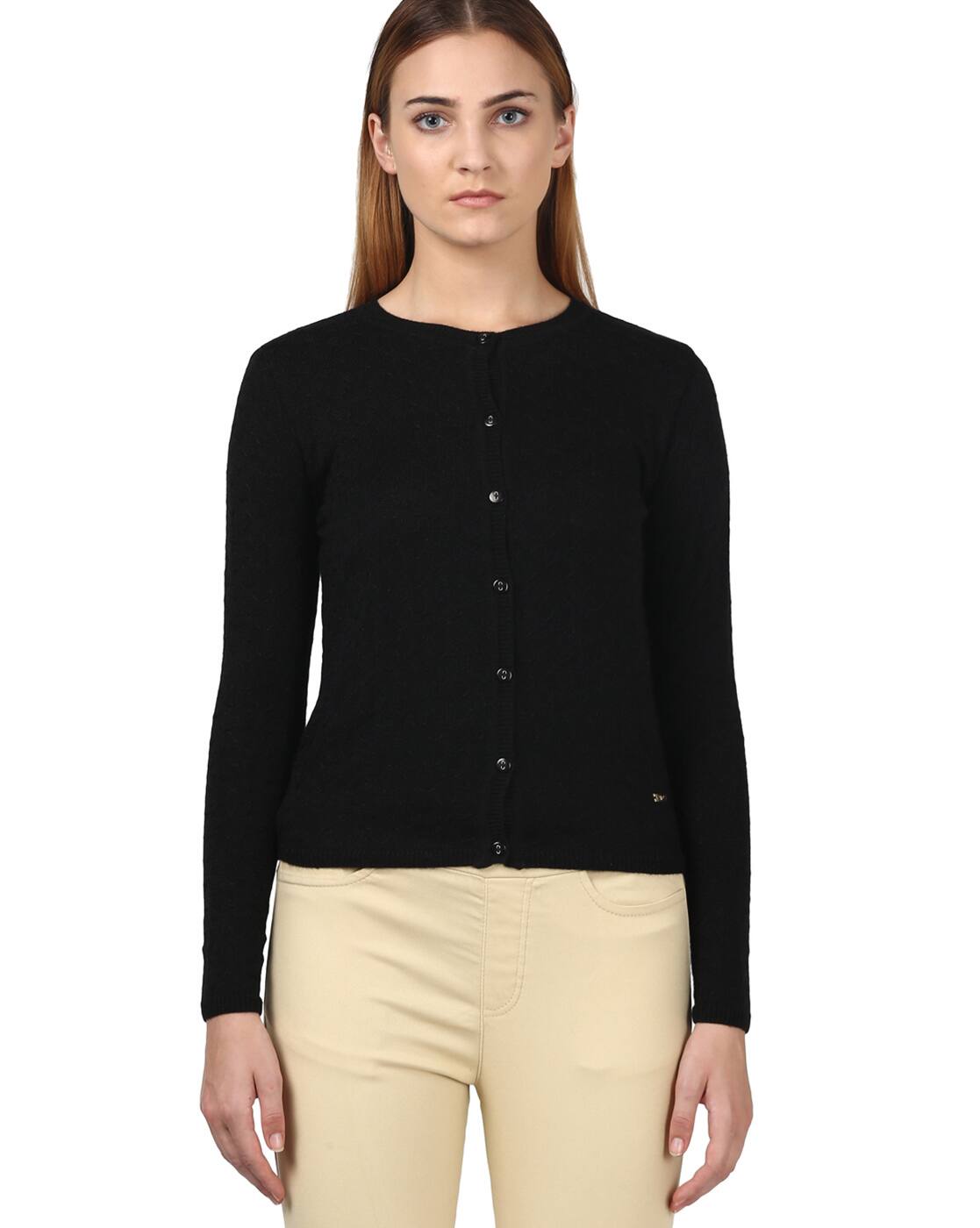 black button down sweater women's
