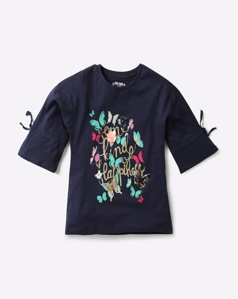 Buy Navy Blue Tshirts for Girls by KG FRENDZ Online